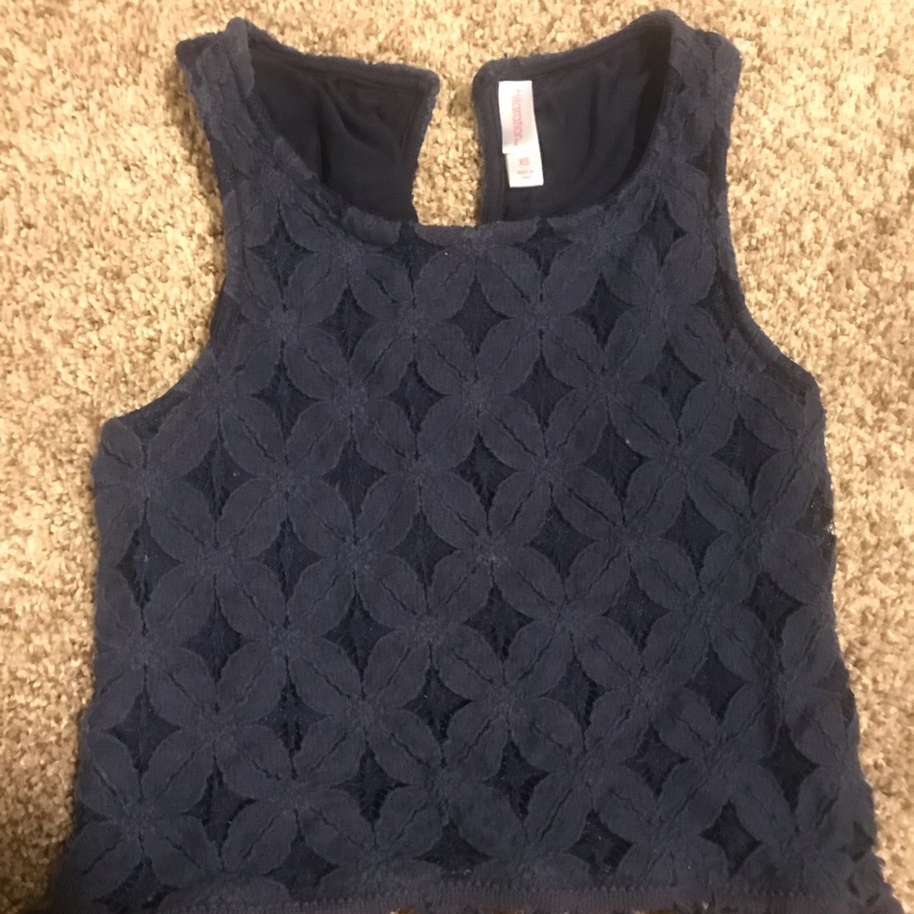 Blue crop top with fringe